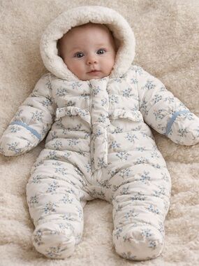 Nicole Miller Floral Pattern Baby Snowsuit.  Gently Used.  Size 0-3 Months